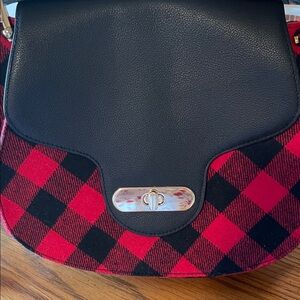 Talbots Black and Red Plaid Crossbody Bag